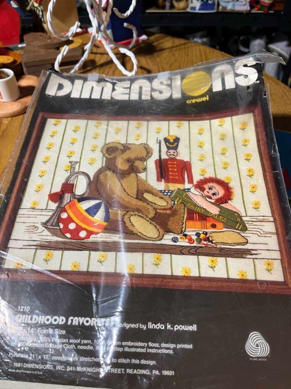 Dimensions Crewel Teddy & Toys Needlework Wall Art - Cream & Brown